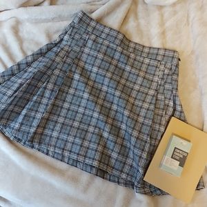 Garage Plaid Pleated Mini Skirt